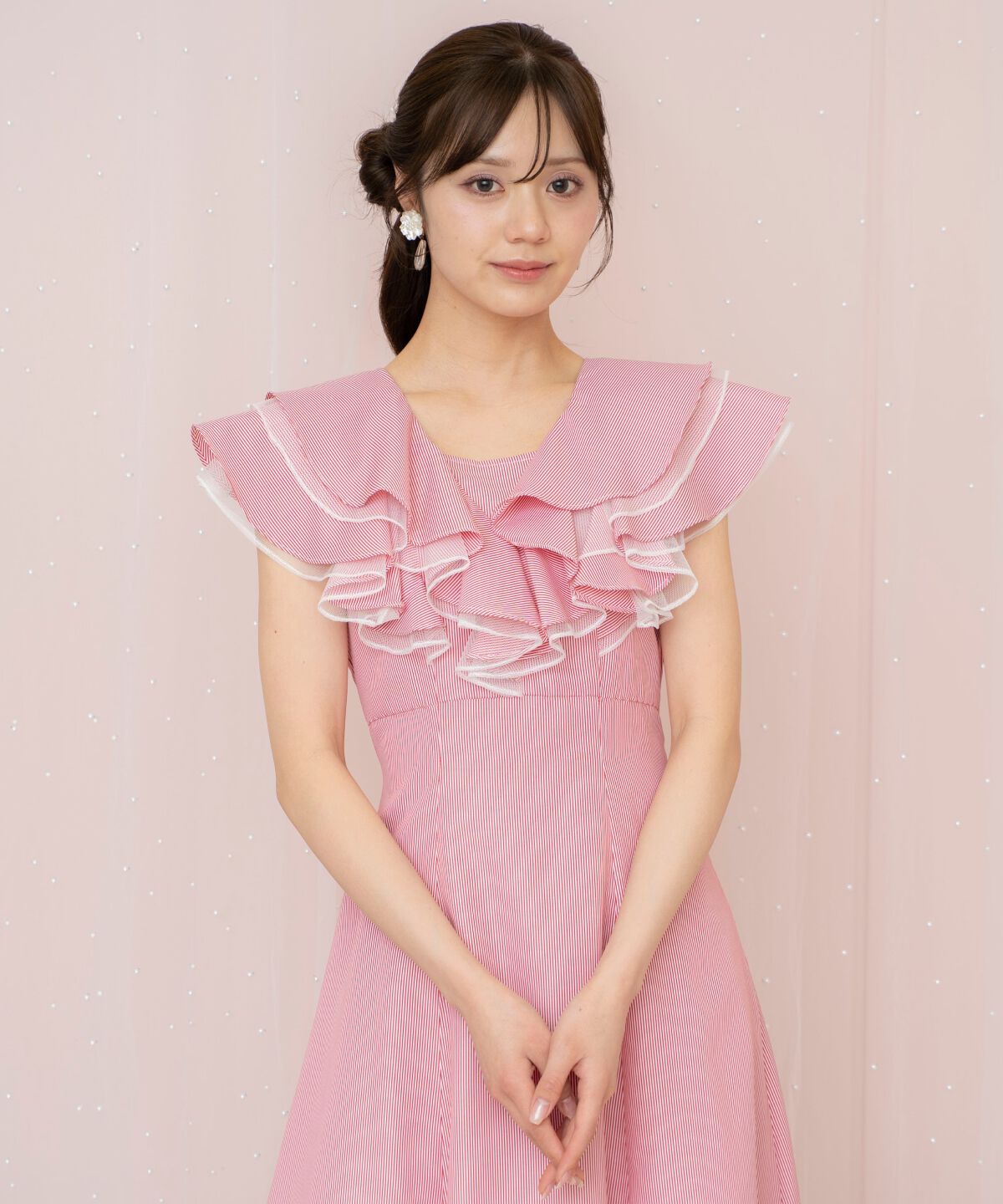 WILLSELECTION「チュールレイヤードフリルストライプワンピース」|ワンピース|