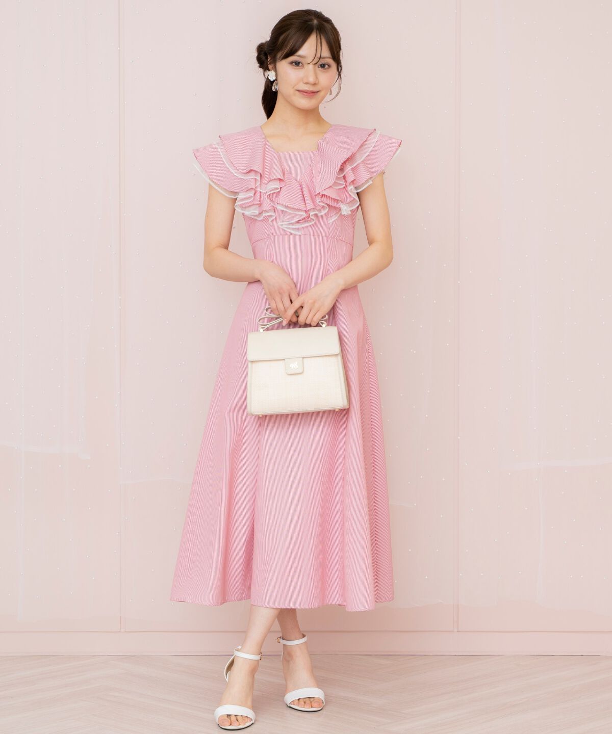 WILLSELECTION「チュールレイヤードフリルストライプワンピース」|ワンピース|