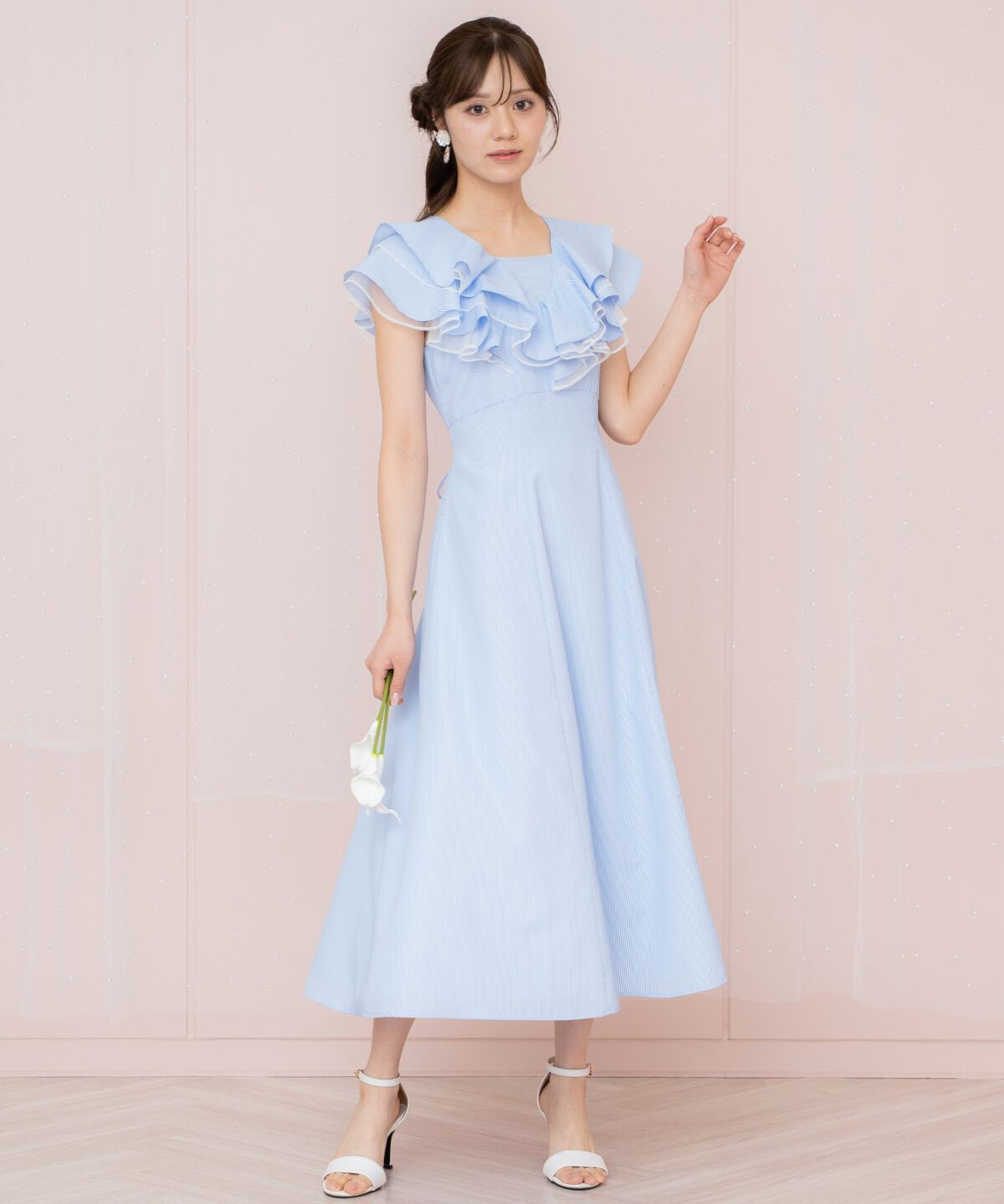 WILLSELECTION「チュールレイヤードフリルストライプワンピース」|ワンピース|