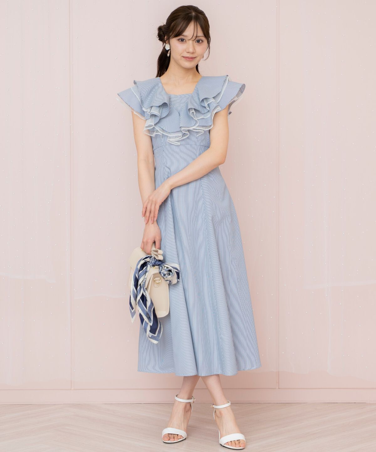 WILLSELECTION「チュールレイヤードフリルストライプワンピース」|ワンピース|