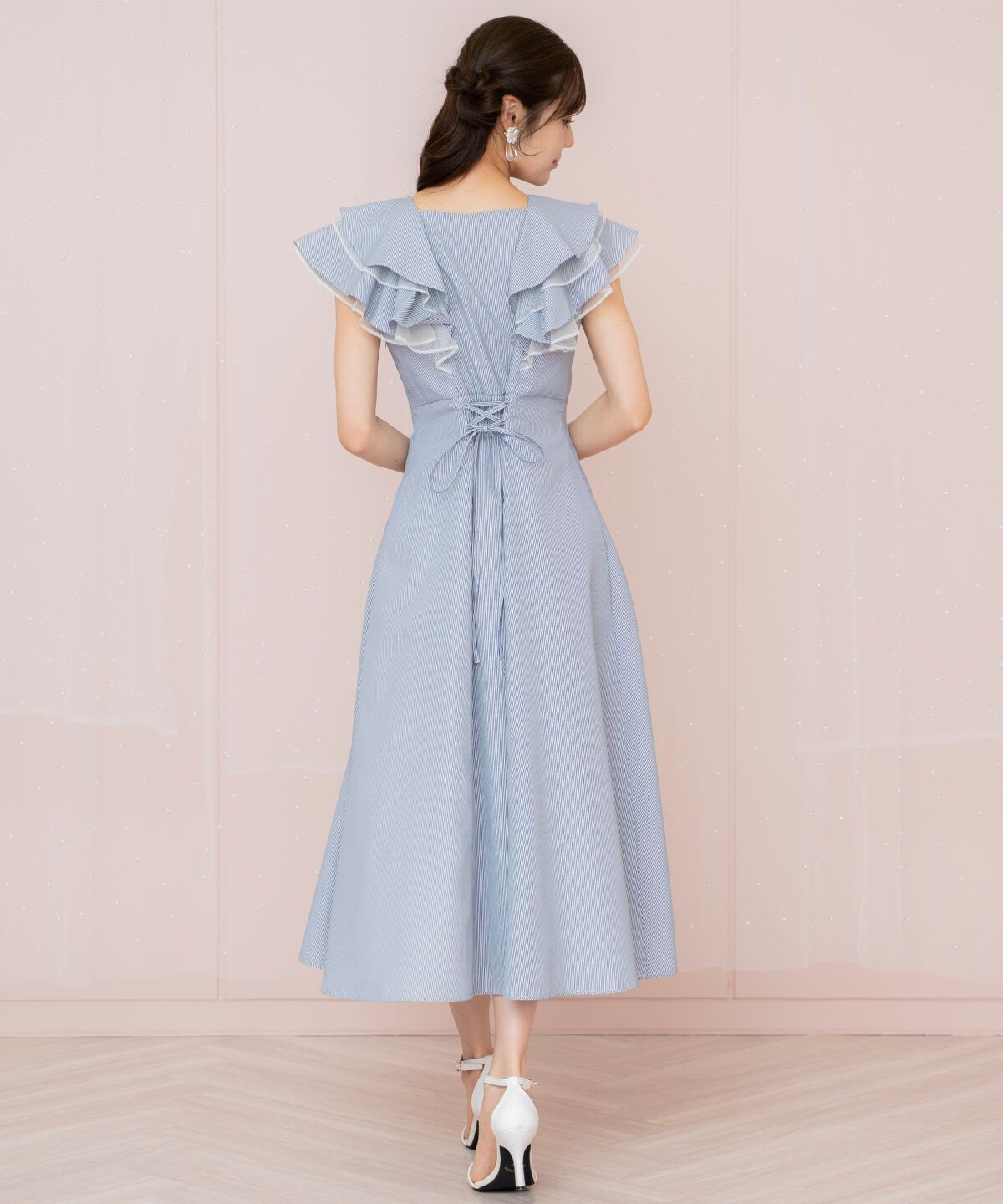 WILLSELECTION「チュールレイヤードフリルストライプワンピース」|ワンピース|