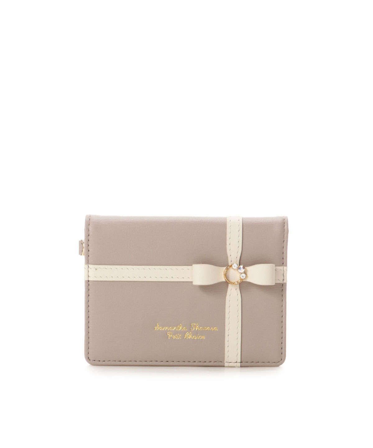 Samantha Thavasa Petit Choice「リボンラッピング パスケース」|定期入れ|ベージュ