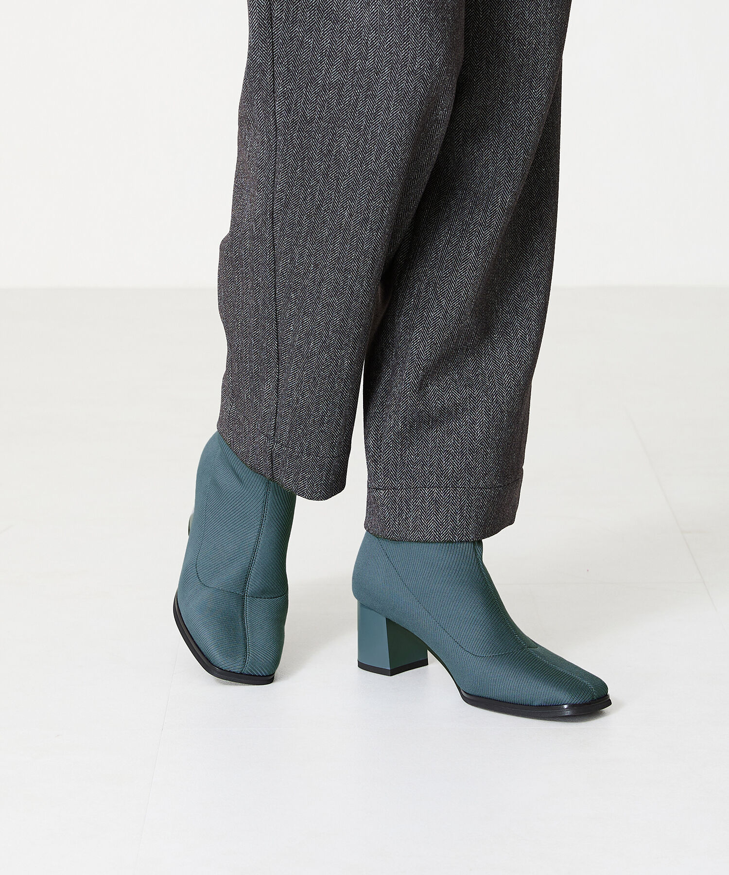 ORiental TRaffic「スクエアトゥ ニットブーツ /41407 柔らかい」|ショートブーツ|BLUE