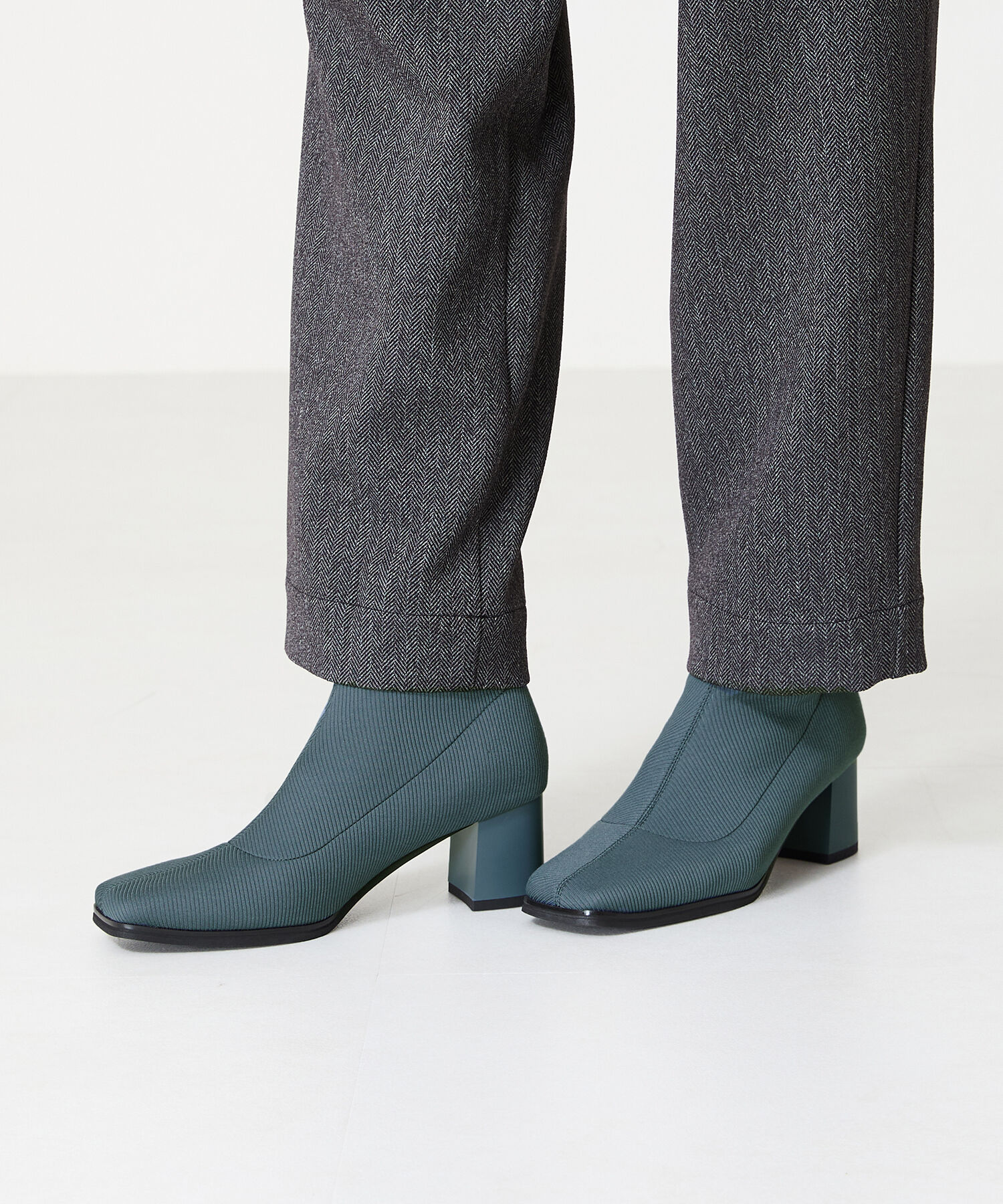 ORiental TRaffic「スクエアトゥ ニットブーツ /41407 柔らかい」|ショートブーツ|