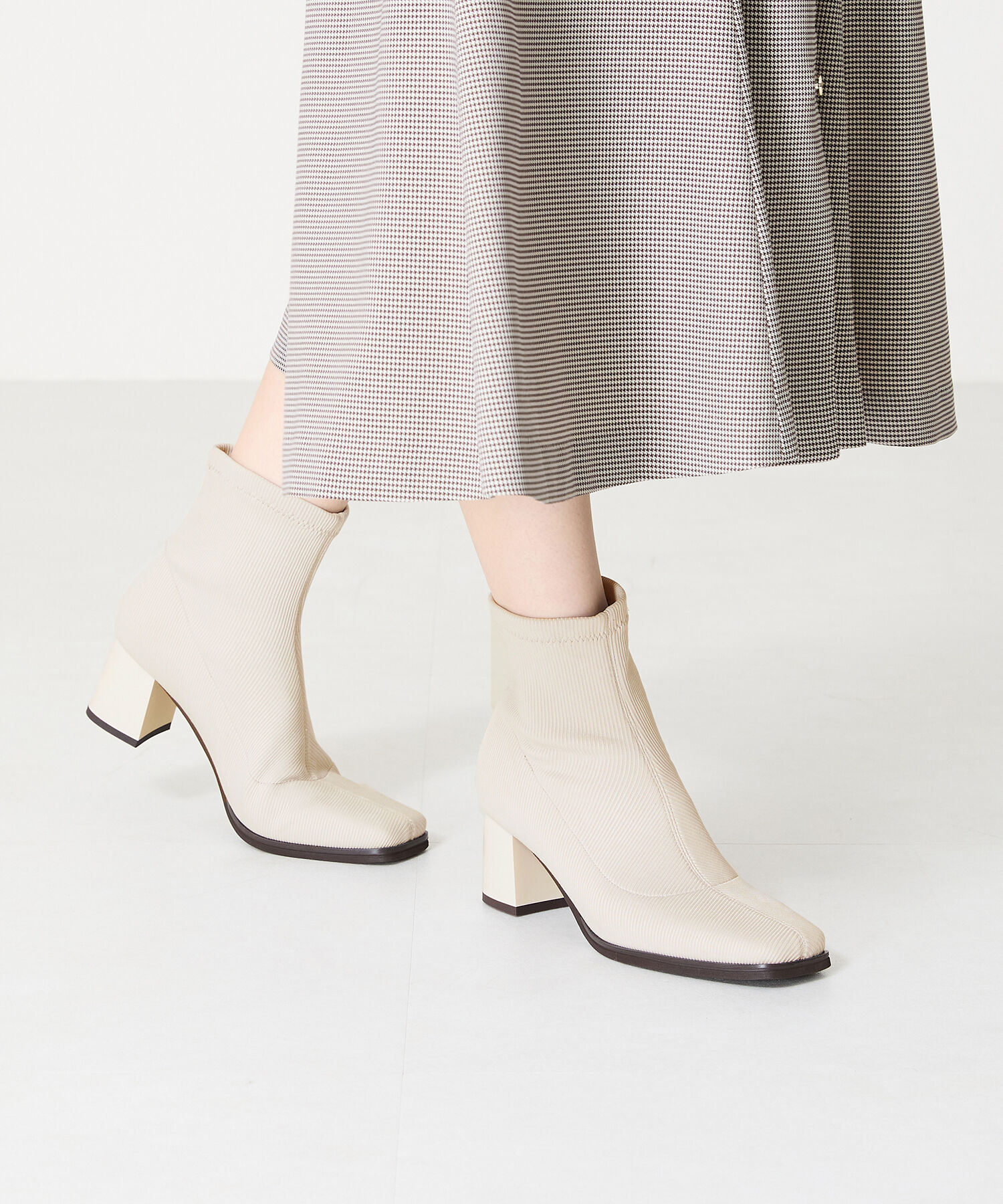 ORiental TRaffic「スクエアトゥ ニットブーツ /41407 柔らかい」|ショートブーツ|