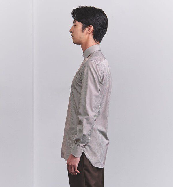 UNITED ARROWS「ブラウン キャンディストライプ ワイドカラー シャツ」|シャツ・ブラウス|