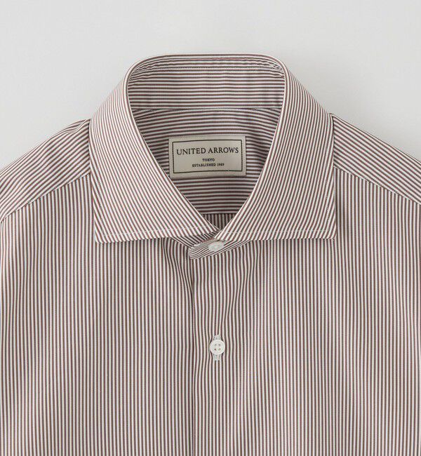 UNITED ARROWS「ブラウン キャンディストライプ ワイドカラー シャツ」|シャツ・ブラウス|