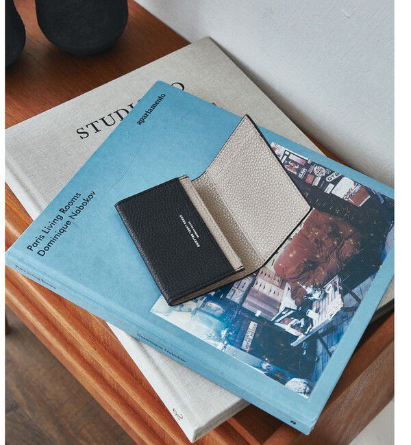 UNITED ARROWS green label relaxing「シボ レザーライク フラップ カードケース」|名刺入れ・カードケース|BLACK