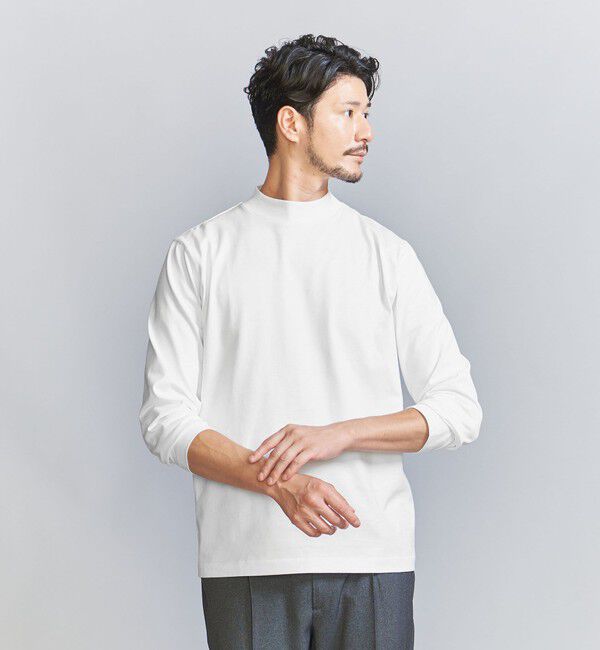 BEAUTY&YOUTH UNITED ARROWS「【WEB限定 WARDROBE SMART】クリア ガスコットン モックネック カットソー【抗菌・防臭】」|Tシャツ・カットソー|WHITE