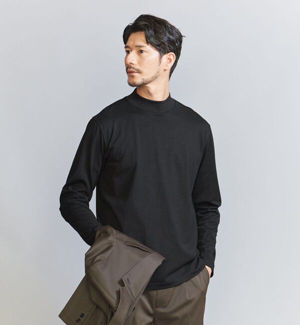 BEAUTY&YOUTH UNITED ARROWS「【WEB限定 WARDROBE SMART】クリア ガスコットン モックネック カットソー【抗菌・防臭】」|Tシャツ・カットソー|BLACK