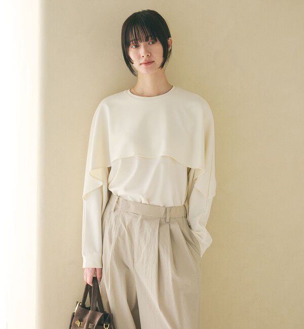 BEAUTY&YOUTH UNITED ARROWS「【WEB限定 Wardrobe DAILY MINIMAL】ケープフリル レイヤーカットソー」|Tシャツ・カットソー|OFF WHITE
