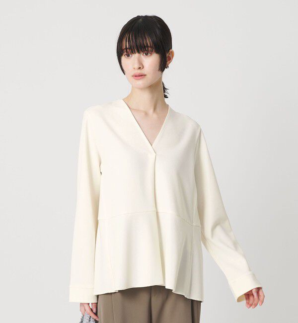 BEAUTY&YOUTH UNITED ARROWS「【WEB限定 Wardrobe DAILY MINIMAL】ペプラム Vネックプルオーバーカットソー」|Tシャツ・カットソー|OFF WHITE