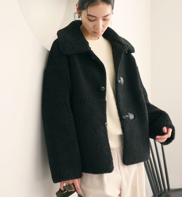 BEAUTY&YOUTH UNITED ARROWS「【WEB限定】ボア&times;フェイクムートン ループボタンジャケット 2WAY」|その他|BLACK