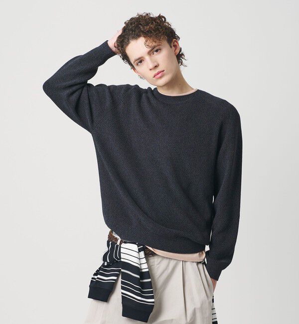 BEAUTY&YOUTH UNITED ARROWS「ブークレ ミックス 12ゲージ アゼ クルーネック ニット ウォッシャブル」|ニット・セーター|