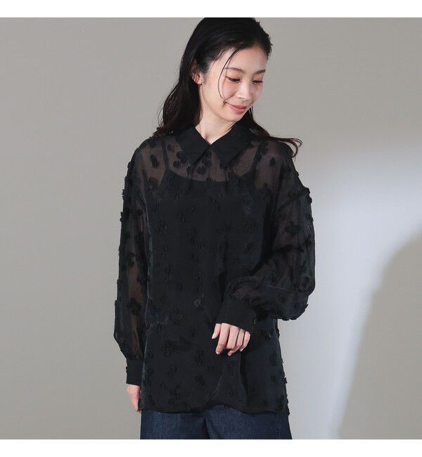 Demi-Luxe BEAMS 「シアーカット ジャガード ブラウス」|シャツ・ブラウス|