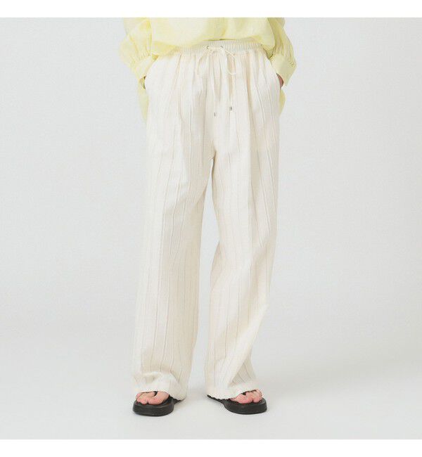 Ray BEAMS 「ストライプ ジャカード ワイド パンツ」|チノ|OFF_WHITE