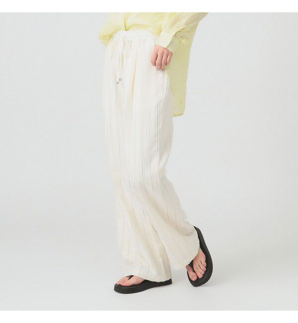 Ray BEAMS 「ストライプ ジャカード ワイド パンツ」|チノ|