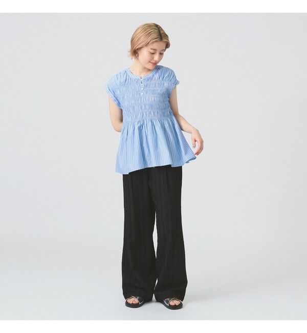 Ray BEAMS 「ストライプ ジャカード ワイド パンツ」|チノ|