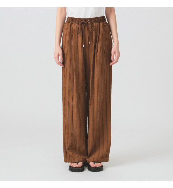 Ray BEAMS 「ストライプ ジャカード ワイド パンツ」|チノ|