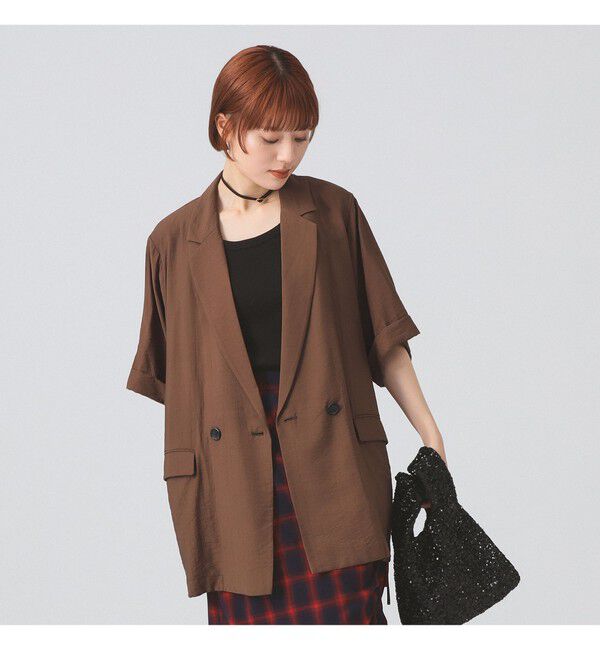 Ray BEAMS 「ダブルブレスト ハーフスリーブ ジャケット」|その他|BROWN