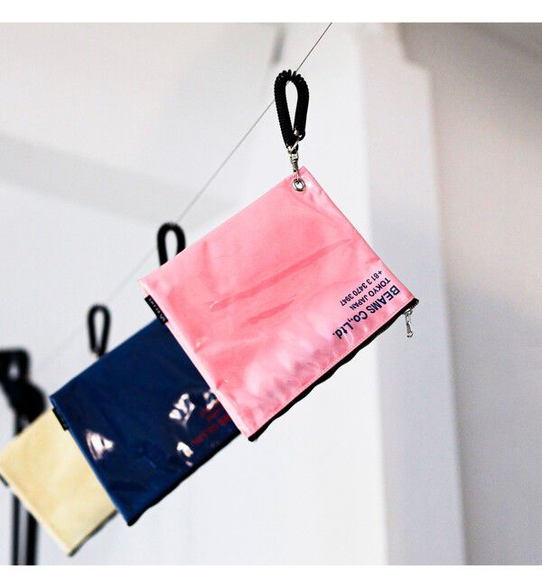 BEAMS「ポリウレタン ロゴ ポーチ M」|ポーチ|PINK