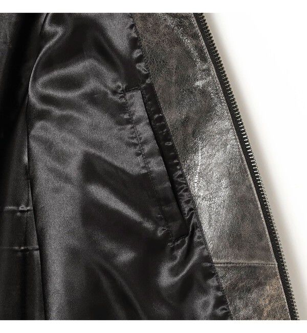 BEAMS「ワイドショートフィット ゴートレザー ジップブルゾン」|ブルゾン・スタジャン|