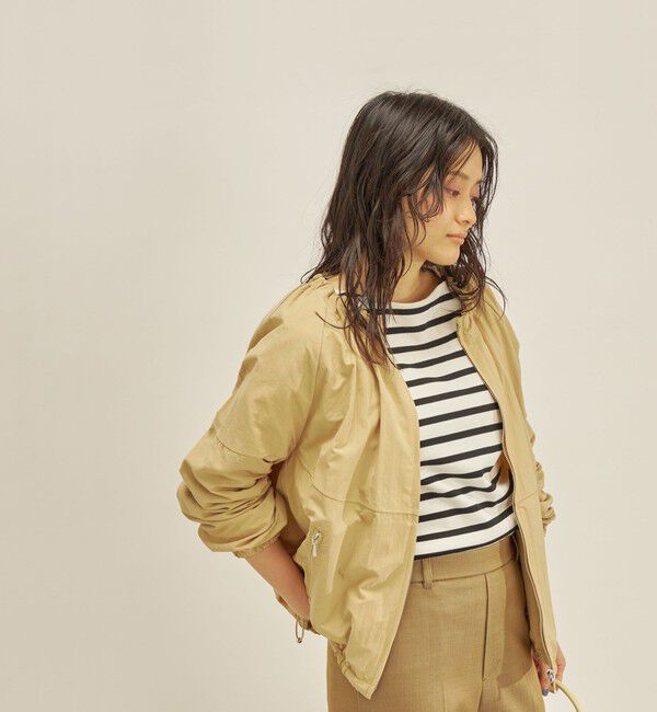 SHIPS for women「〈手洗い可能/撥水加工〉ナイロン ギャザー ショート ブルゾン ◇」|ブルゾン・スタジャン|ベージュ