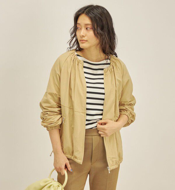 SHIPS for women「〈手洗い可能/撥水加工〉ナイロン ギャザー ショート ブルゾン ◇」|ブルゾン・スタジャン|