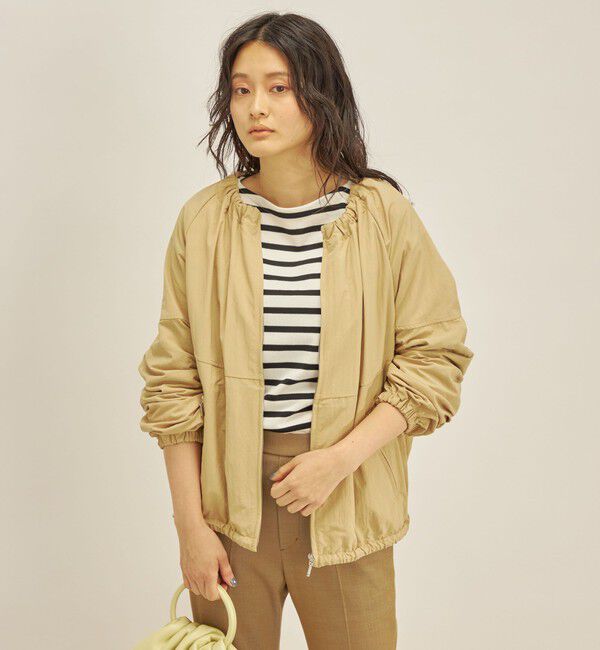 SHIPS for women「〈手洗い可能/撥水加工〉ナイロン ギャザー ショート ブルゾン ◇」|ブルゾン・スタジャン|