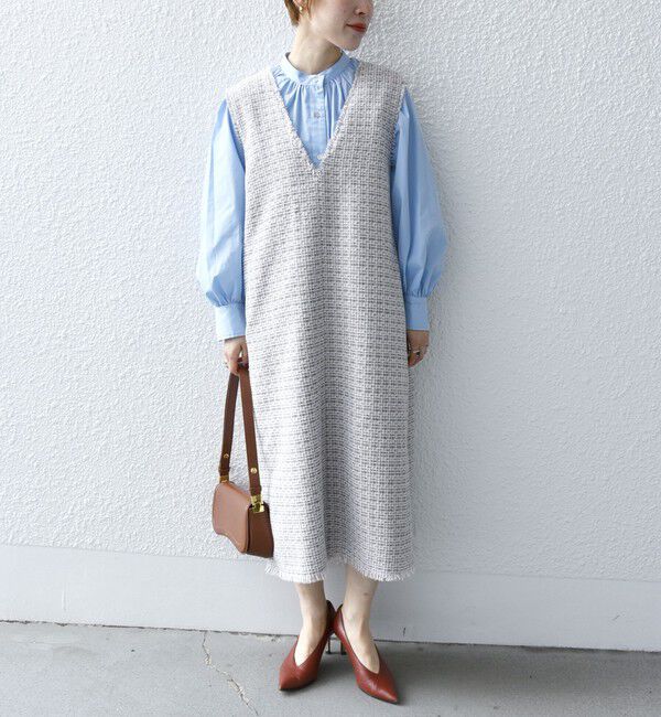 SHIPS any「SHIPS any: ツイード Aライン ジャンパースカート」|ワンピース|