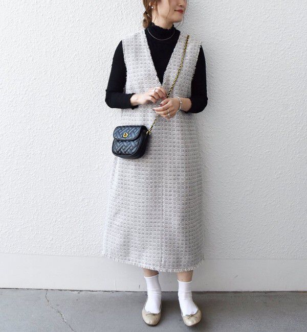 SHIPS any「SHIPS any: ツイード Aライン ジャンパースカート」|ワンピース|