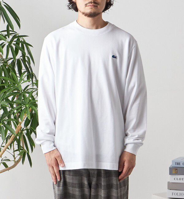 SHIPS any「【SHIPS any別注】LACOSTE: ワンポイント ピケ クルーネック Tシャツ (ロンT)◇」|Tシャツ・カットソー|