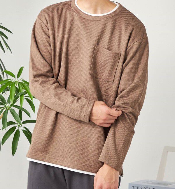 SHIPS any「SHIPS any: パールワッフル フェイクレイヤード Tシャツ (ロンT)◇」|Tシャツ・カットソー|