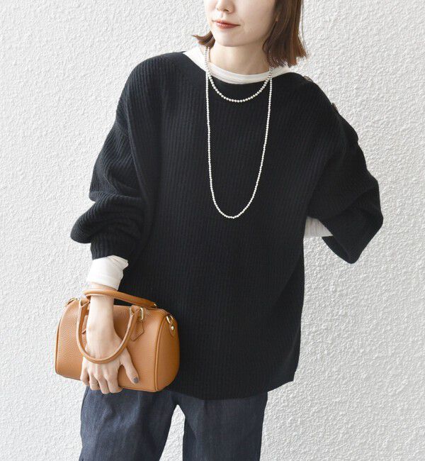 SHIPS any「SHIPS any: AQUA カシミヤ ミックス ボートネック ニット プルオーバー」|ニット・セーター|