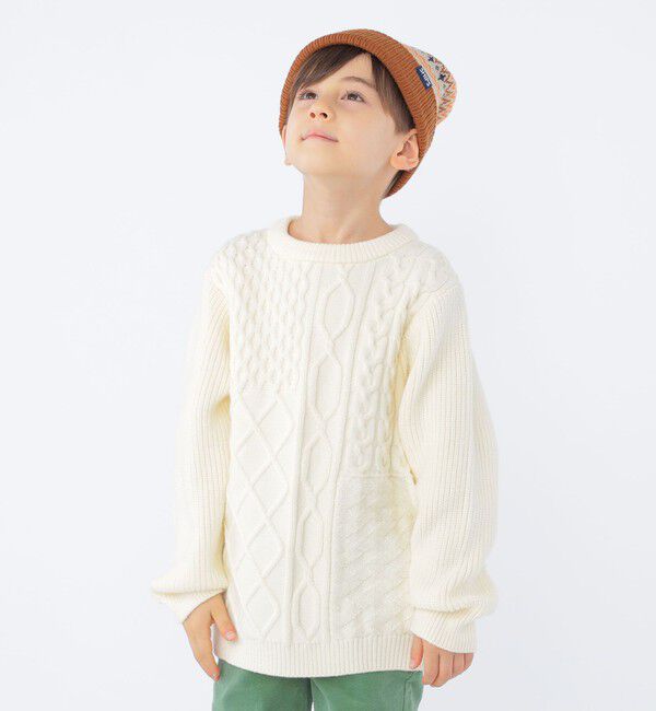 SHIPS KIDS「SHIPS KIDS:100～130cm /〈手洗い可能〉ケーブル ニット」|ニット・セーター|