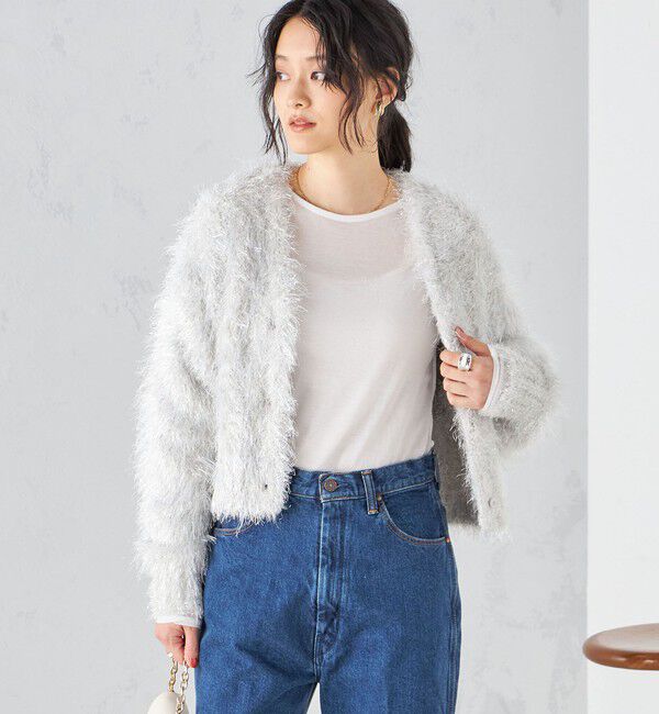 SHIPS for women「〈手洗い可能〉ラメ ショート カーディガン ◇」|カーディガン|