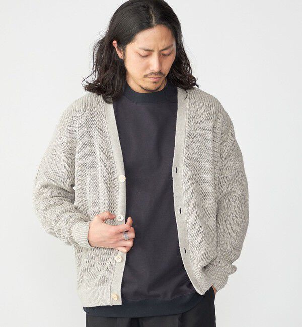 SHIPS「SHIPS: 9GG サンフェード リネン Vネック カーディガン」|カーディガン|