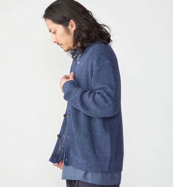 SHIPS「SHIPS: 9GG サンフェード リネン Vネック カーディガン」|カーディガン|