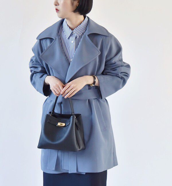 quaranciel「quaranciel:〈洗濯機可能〉ダブルクロス ハーフ トレンチ ジャケット コート」|トレンチコート|