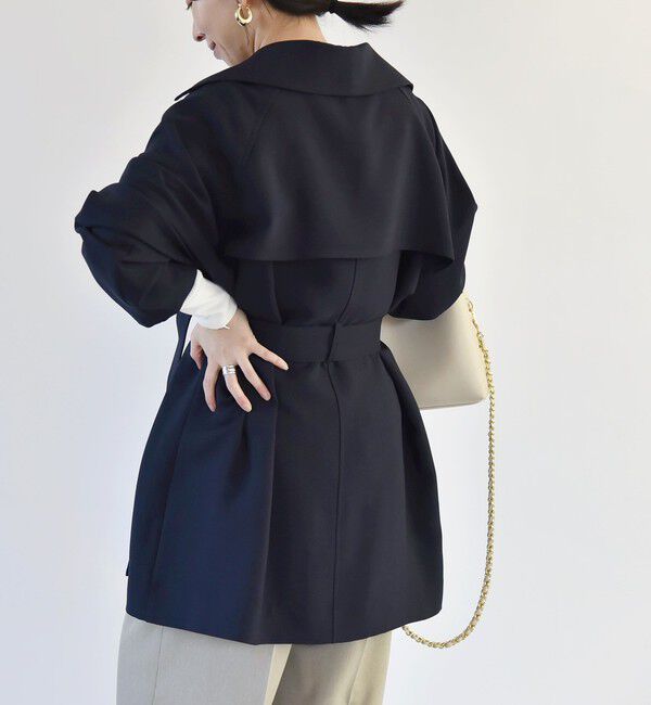 quaranciel「quaranciel:〈洗濯機可能〉ダブルクロス ハーフ トレンチ ジャケット コート」|トレンチコート|