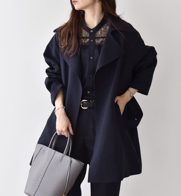 quaranciel「quaranciel:〈洗濯機可能〉ダブルクロス ハーフ トレンチ ジャケット コート」|トレンチコート|