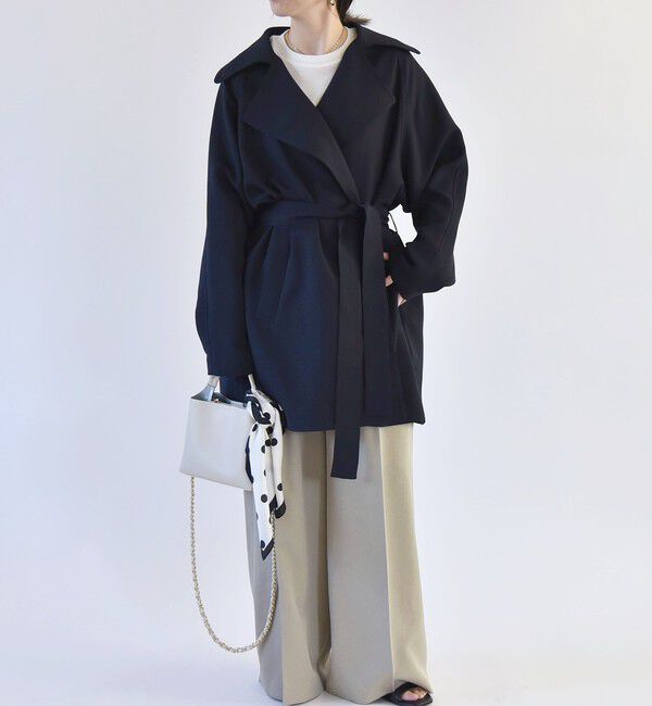 quaranciel「quaranciel:〈洗濯機可能〉ダブルクロス ハーフ トレンチ ジャケット コート」|トレンチコート|