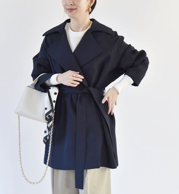 quaranciel「quaranciel:〈洗濯機可能〉ダブルクロス ハーフ トレンチ ジャケット コート」|トレンチコート|