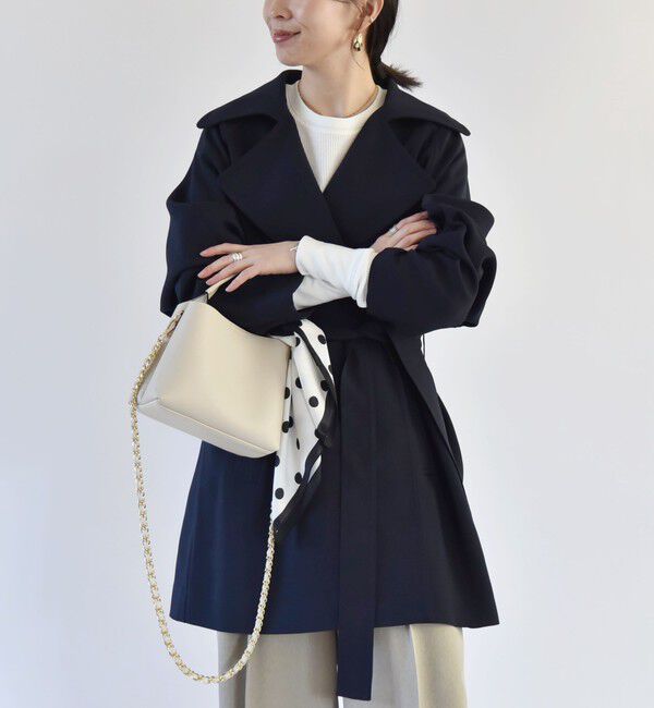 quaranciel「quaranciel:〈洗濯機可能〉ダブルクロス ハーフ トレンチ ジャケット コート」|トレンチコート|