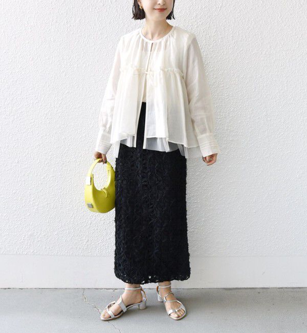 SHIPS for women「*〈手洗い可能〉ペーパー リネン フリル 羽織 ブラウス」|シャツ・ブラウス|