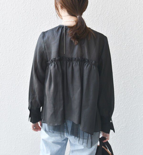 SHIPS for women「*〈手洗い可能〉ペーパー リネン フリル 羽織 ブラウス」|シャツ・ブラウス|