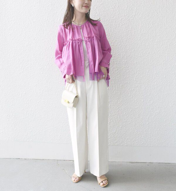 SHIPS for women「*〈手洗い可能〉ペーパー リネン フリル 羽織 ブラウス」|シャツ・ブラウス|