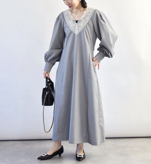 quaranciel「quaranciel:〈手洗い可能〉ウーステッド レース コンシャス ワンピース」|ワンピース|