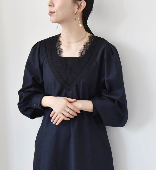 quaranciel「quaranciel:〈手洗い可能〉ウーステッド レース コンシャス ワンピース」|ワンピース|