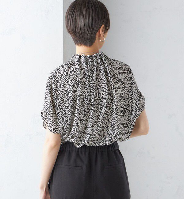 SHIPS for women「〈手洗い可能〉ネック ギャザー プリント ドルマン ブラウス」|シャツ・ブラウス|